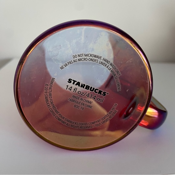 Starbucks Red Rainbow Iridescent Christmas 2019 Mug Cup Glass 14floz - Picture 5 of 6